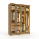 Ver imagem 2 de Guarda-Roupa Casal Modulado Reflecta 4 Portas com LED 3 Gavetas 100% MDF Cairo Marrom/Cinamomo