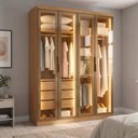 Ver imagem 1 de Guarda-Roupa Casal Modulado Reflecta 4 Portas com LED 3 Gavetas 100% MDF Cairo Marrom/Cinamomo
