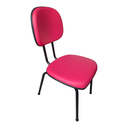 Ver imagem 6 de Cadeira de Escritório Secretária Base Fixa, Revestida com o Tecido Courvim Cor Rosa