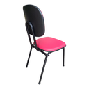 Ver imagem 3 de Cadeira de Escritório Secretária Base Fixa, Revestida com o Tecido Courvim Cor Rosa