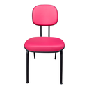 Ver imagem 5 de Cadeira de Escritório Secretária Base Fixa, Revestida com o Tecido Courvim Cor Rosa