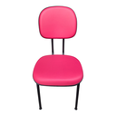 Ver imagem 2 de Cadeira de Escritório Secretária Base Fixa, Revestida com o Tecido Courvim Cor Rosa