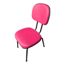 Ver imagem 1 de Cadeira de Escritório Secretária Base Fixa, Revestida com o Tecido Courvim Cor Rosa