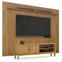 Ver imagem 1 de Rack Bancada Ouro Preto com Painel para TV Suspenso Frisado Curitiba 2240 Cinamomo-Valdemóveis