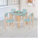 Ver imagem 1 de Conjunto Mesa e Cadeiras Infantil Mdf Pinus 7 Cores Pu Fosco:menta