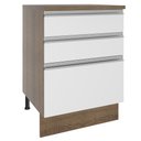 Ver imagem 1 de Balcão Armário de Cozinha 60 cm 3 Gavetas Rustic/Branco Glamy Madesa