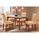 Ver imagem 1 de Conjunto: Mesa de Cozinha Londrina C/ Tampo Madeirado C/ Vidro Canto Curvo 120x80cm e 4 Cadeiras