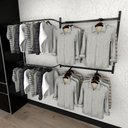Ver imagem 1 de Arara de Roupas para Loja Quarto Closet 11 Peças Regulável 200x100 Cm Cor Preto Kit Clst1p123