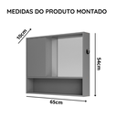 Ver imagem 4 de Espelheira para Banheiro Armário Organizador 1 Porta com Nicho e Espelho Incluso - Jm3 Móveis:cinza