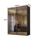 Ver imagem 3 de Guarda-Roupa Casal 1,84m Portas de Correr Vidro Reflecta com LED e Gavetas 100% MDF Veneto Preto