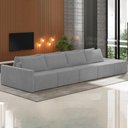Ver imagem 2 de Sofá Ilha Modular com Puff para Sala Living 432cm Georgia K04 Veludo Cinza - Mpozenato