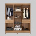 Ver imagem 3 de Guarda Roupa Casal 6 Portas e 2 Gavetas Illinois - Amêndola Touch/off White