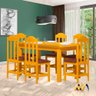 Mesa De Jantar 6 Lugares Estofados Madeira Maciça Safira Cerejeira Shop JM - 1