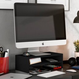 Base Suporte Stand Para Monitor Setup Soft Elevado 45x15cm em 100% MDF Preto - Abmaza - 5