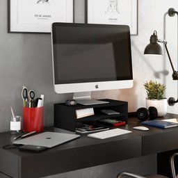 Base Suporte Stand Para Monitor Setup Soft Elevado 45x15cm em 100% MDF Preto - Abmaza - 2