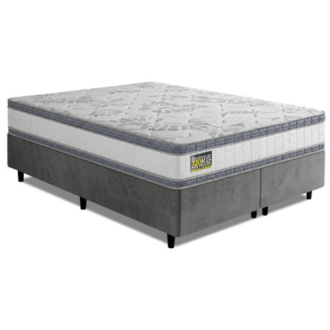 Cama Box King Molas Ensacadas D33 Double Face 193x203x65cm Hellen - Suporta até 120 kg por Pessoa
