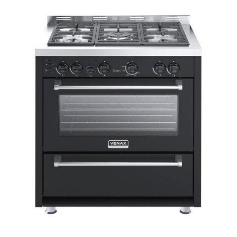 Fogão 5 Bocas Venax Temis a Gas Mesa de Inox preto 220v