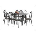 Ver imagem 1 de Conjunto de Mesa Duma 3003 1,80x0,80 C/8 Cad. 056 Cr Preto - Gr Artefamol