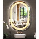 Ver imagem 1 de Espelho Jateado Oval Iluminado com Led Quente - 70x100cm
