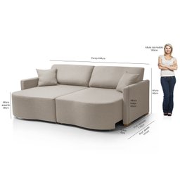 Sofá Cama Retrátil 2 Lugares 184 Cm Moscow Redenobre:bege - 3