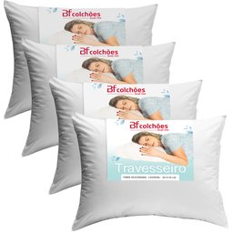 Kit 4 Travesseiros Antialérgico de Fibra Macio Lavável 45X65 BF Colchões - 1