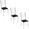 Conjunto 3 Cadeiras cromadas para cozinha Kiara-Corino Preto GAT MAGAZINE - 1