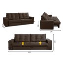 Ver imagem 3 de Sofá Retrátil e Reclinável 3 Lugares 2,30m com Molas Madrid Suede Marrom Mirra Decor