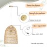 2 Pendente Fibra Natural Rattan Rustico Palha Bali Nat72 - 6