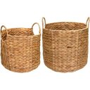 Ver imagem 1 de Kit 2 Peças Cesta Decorativo Organizadora Cachepô Home&co Fibra Natural - Cesto G:43x38x38 Cesto P:3