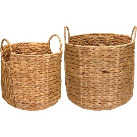 Kit 2 Peças Cesta Decorativo Organizadora Cachepô Home&co Fibra Natural - Cesto G:43x38x38 Cesto P:3