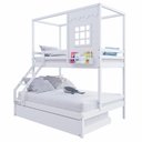 Ver imagem 2 de Treliche Infantil Casinha Reta Casal/ Solteiro Madeira Maciça Branco Megamobilia