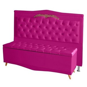 Cabeceira com Recamier para Cama Casal Rosa:rosa/138