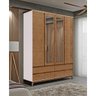 Guarda-roupa Casal 4 Portas Espelhos 4 Gavetas Off White/freijó Prata Madeira Pinus com Mdf - Finest - 1