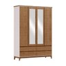 Guarda-roupa Casal 4 Portas Espelhos 4 Gavetas Off White/freijó Prata Madeira Pinus com Mdf - Finest - 3