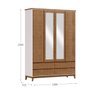 Guarda-roupa Casal 4 Portas Espelhos 4 Gavetas Off White/freijó Prata Madeira Pinus com Mdf - Finest - 2