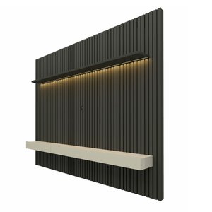 Painel Home Nobre Ripado Para TV Até 85" LED 230cm Gelius Móveis Grafite/Off White