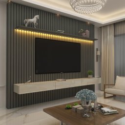 Painel Home Nobre Ripado Para TV Até 85" LED 230cm Gelius Móveis Grafite/Off White - 5
