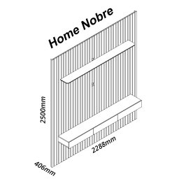 Painel Home Nobre Ripado Para TV Até 85" LED 230cm Gelius Móveis Grafite/Off White - 4