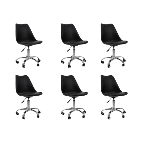 Cadeira Office Base Cromada Oficial com Rodízio Giratória Saarinen - Preto - 6