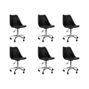 Ver imagem 1 de Cadeira Office Base Cromada Oficial com Rodízio Giratória Saarinen - Preto - 6