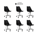 Ver imagem 2 de Cadeira Office Base Cromada Oficial com Rodízio Giratória Saarinen - Preto - 6