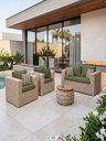 Ver imagem 1 de Conjunto Jardim Sofá 4 Peças Corda Tricô Náutico Boho Poltrona Palha