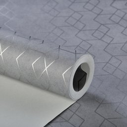 PAPEL DE PAREDE IMPORTADO GEOMETRICO CINZA COM PRATA SANBLAS - 1