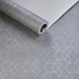 PAPEL DE PAREDE IMPORTADO GEOMETRICO CINZA COM PRATA SANBLAS - 2