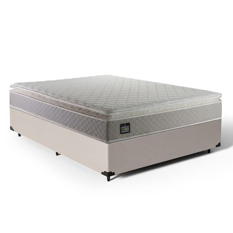 Cama Box Casal com Colchão de Espuma D45 Strong One Face Bege até 150kg + 2 Trav