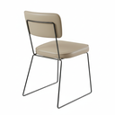 Ver imagem 4 de Cadeira de Jantar Roma Minimalista Couro Sintético Bege Base Aço Preto - Ooca Móveis