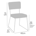 Ver imagem 2 de Cadeira de Jantar Roma Minimalista Couro Sintético Bege Base Aço Preto - Ooca Móveis