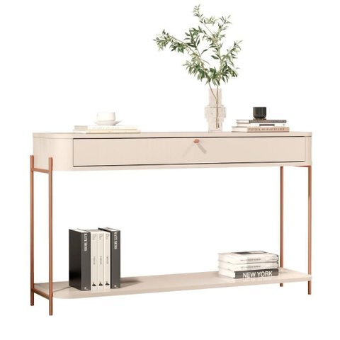 Aparador de Sala Aparador para Sala Buffet 1 Gaveta - Off White Bronze