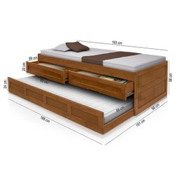 Cama Bicama Quarto Solteiro Bianca com Auxiliar 2 Gavetas - 4