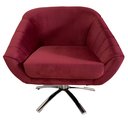 Ver imagem 6 de Kit Poltrona Giovana Giratória Cromado, Puff Quadrado e Almofadas em Sued Premium: Marsala